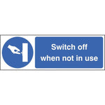 SAFETY SIGNS, Switch off when not in use, 300 x 100mm, Each