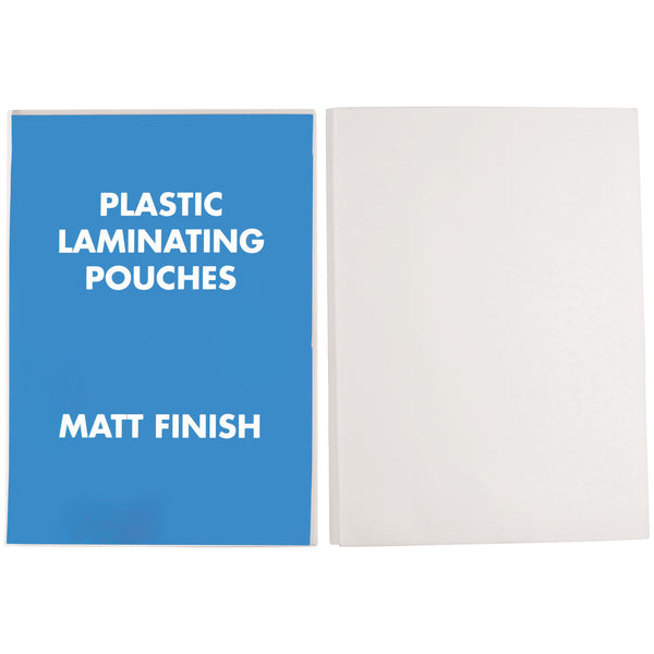 LAMINATING POUCHES - PLASTIC, Non-Punched, Clear, Matt, Pack of 100