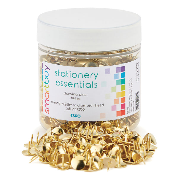 SMARTBUY, DRAWING PINS, Brass, Tub of 1200