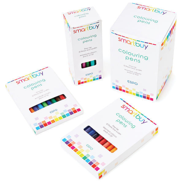 SMARTBUY, FIBRE TIPPED COLOURING PENS, Fine Tip, Assorted (min. 60 colours), Pack of 100