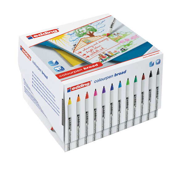 BROAD FIBRE TIPPED PENS, Edding Colourpen Broad, Assorted, Class Pack of 288