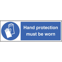 SAFETY SIGNS, Hand protection must be worn, 300 x 100mm, Each