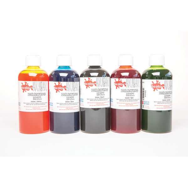 DRAWING INKS, Scola Large Bottle, Red, 500ml