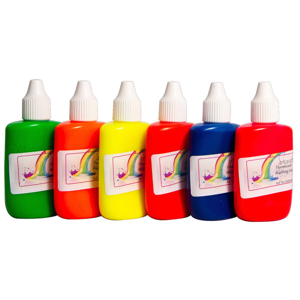 MARBLING INKS, Fluorescent Colours, Pack of 6 x 25ml pots