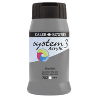 PAINT, ACRYLIC, DALER ROWNEY SYSTEM 3, Individual Colours, Silver Imit, 500ml