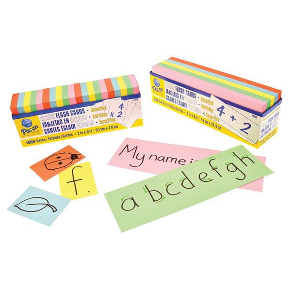 FLASH CARDS, Large, 76 x 228mm, Assorted Colours, Pack of 250