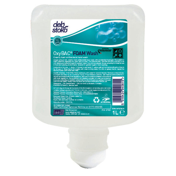 SOAPS FOR DISPENSERS, OxyBac Foam Wash, Case of 6 x 1 litres