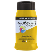 PAINT, ACRYLIC, DALER ROWNEY SYSTEM 3, Individual Colours, Cadmium Yellow Hue, 500ml