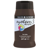 PAINT, ACRYLIC, DALER ROWNEY SYSTEM 3, Individual Colours, Raw Umber, 500ml