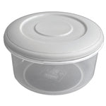 PLASTIC FOOD STORAGE CONTAINERS, Circular with Lid, Freezer Proof, 190mm diameter x 110mm , Each
