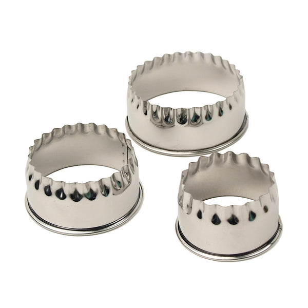 PASTRY CUTTER, STAINLESS STEEL, Crinkled, Set of, 3