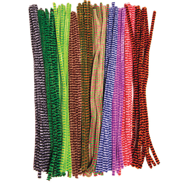 PIPE CLEANERS, 6mm Wide Chenille, Stripy, Pack of, 100