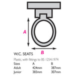 W.C. SEAT, Double Flap, Adult, Black, Each