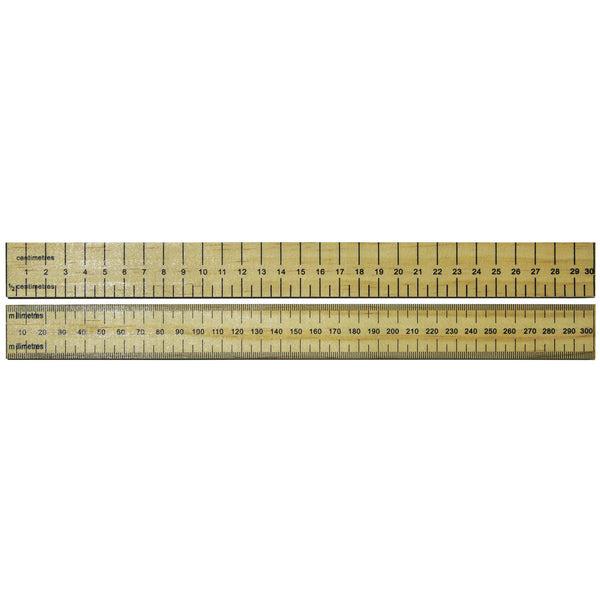 RULERS, HARDWOOD, Double Sided, 30cm, cm/0.5cm, Pack of, 50