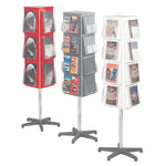 4 SIDED REVOLVING LEAFLET DISPENSERS, Traditional Colours, A4 12 Pockets, Grey