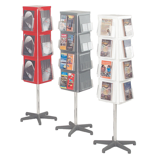 4 SIDED REVOLVING LEAFLET DISPENSERS, Traditional Colours, A5 16 Pockets, White