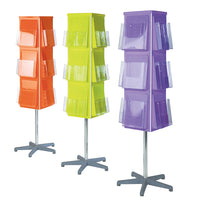 4 SIDED REVOLVING LEAFLET DISPENSERS, Vibrant Colours, 1/3 A4 32 Pockets, Lime