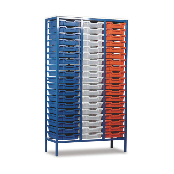METAL FRAME TRAY UNITS, STATIC TRAY UNITS, 3 Column, For 57 Trays, Tangerine