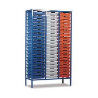 METAL FRAME TRAY UNITS, STATIC TRAY UNITS, 3 Column, For 24 Trays, Cool Blue