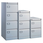STEEL STORAGE UNITS, EXECUTIVE FILING CABINETS, Without Security Bar, 4 Drawer, 1320mm height, Grey