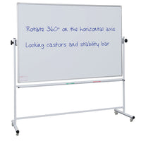 MOBILE ALUMINIUM FRAMED WHITEBOARDS, Mobile Swivel/Revolving, Non-Magnetic, 1200 x 1200mm height