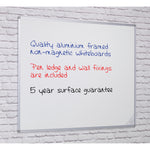 WALL MOUNTED ALUMINIUM FRAMED WHITEBOARDS, Non-Magnetic Drymaster, 5 Year Surface Guarantee, 1800 x 1200mm height