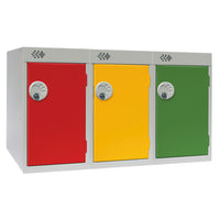 MODULAR SINGLE COMPARTMENT & SINGLE BAY LOCKERS, WITH KEY LOCKS, 300 x 300 x 511mm (w x d x h), Yellow doors