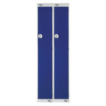 SINGLE COMPARTMENT LOCKERS WITH KEY LOCKS, 300 x 300 x 1800mm (w x d x h), Nest of 2 Lockers, Blue doors