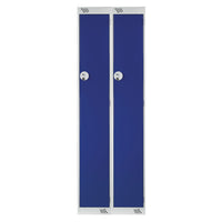 SINGLE COMPARTMENT LOCKERS WITH KEY LOCKS, 300 x 300 x 1800mm (w x d x h), Nest of 2 Lockers, Blue doors