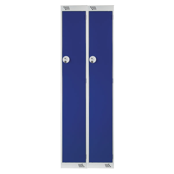 SINGLE COMPARTMENT LOCKERS WITH KEY LOCKS, 300 x 300 x 1800mm (w x d x h), Nest of 2 Lockers, Blue doors