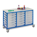 METAL FRAME TRAY UNITS, MOBILE TRAY UNITS, 3 Column, For 18 Trays, Tangerine