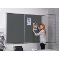 FLAMESHIELD TRICORD HESSIAN NOTICEBOARDS, Tamperproof, Side Hinged Doors, Double Door - 1800 x 1200mm height, Natural