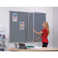 Felt Noticeboards, Tamperproof, Side Hinged Doors, Single Door - 600 x 900mm height, Grey