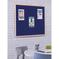 ECO WOOD FRAMED FELT NOTICEBOARDS, Light Beech Finish Frame, 900 x 600mm, Blue