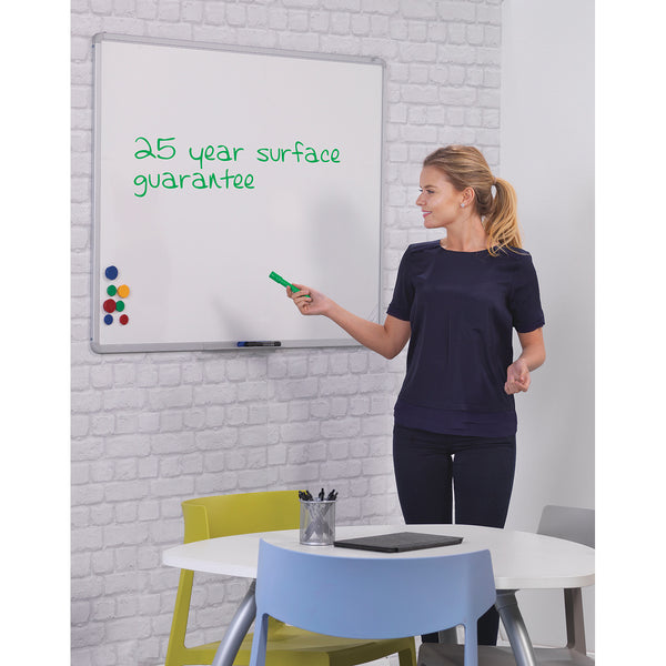 WALL MOUNTED ALUMINIUM FRAMED WHITEBOARDS, Magnetic Vitreous Steel (VES), 1200 x 900mm height