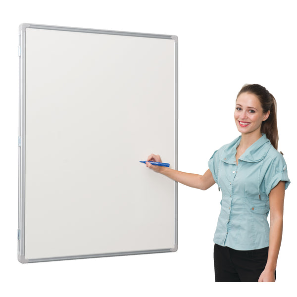 SPACESAVING ALUMINIUM FRAMED WHITEBOARDS, Non-Magnetic Winged, Single Wing - 3 Surface, 1200 x 1200mm height