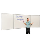 SPACESAVING ALUMINIUM FRAMED WHITEBOARDS, Non-Magnetic Winged, Twin Wing - 5 Surface, Wing size 900 x 1200mm height each wing, 1800 x 1200mm height