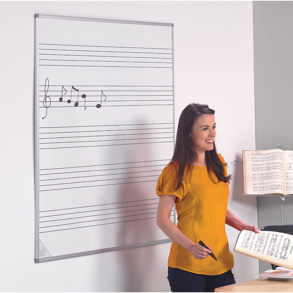 PRINTED ALUMINIUM FRAMED WHITEBOARDS, Music Staves, 1200 x 900mm height