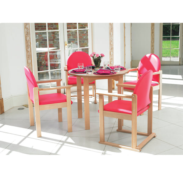 MEDIUM BACK DINING CHAIRS, With Skids, Cadet Zest Vinyl, Mulberry