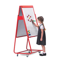 JUNIOR MOBILE MAGNETIC EASELS, Display Easel, Double Sided, Red Frame