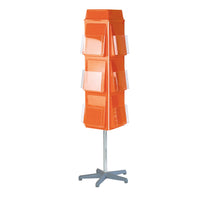 4 SIDED REVOLVING LEAFLET DISPENSERS, Vibrant Colours, A4 12 Pockets, Orange