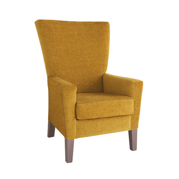 HIGH BACK WING CHAIR, Fabric, Stone