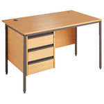 SMARTBUY, DESK WITH FIXED DRAWER UNITS, Single, 1800mm width, Beech