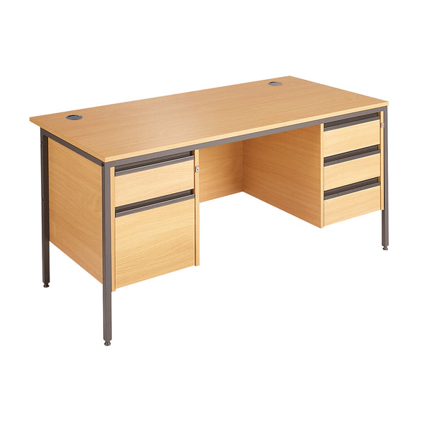 SMARTBUY, DESK WITH FIXED DRAWER UNITS, Double, 1800mm width, Beech