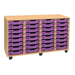 MOBILE TRAY UNITS, FOUR COLUMN, 32 Shallow Tray, Beech