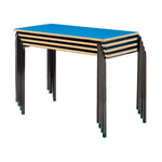 SMARTBUY, STACKING CLASSROOM TABLES SET, STACKING CLASSROOM TABLES SET, 1100 x 550mm depth, Sizemark 1 - 460mm height, Blue, Set of 4