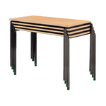 SMARTBUY, STACKING CLASSROOM TABLES SET, STACKING CLASSROOM TABLES SET, 1100 x 550mm depth, Sizemark 2 - 530mm height, Blue, Set of 4