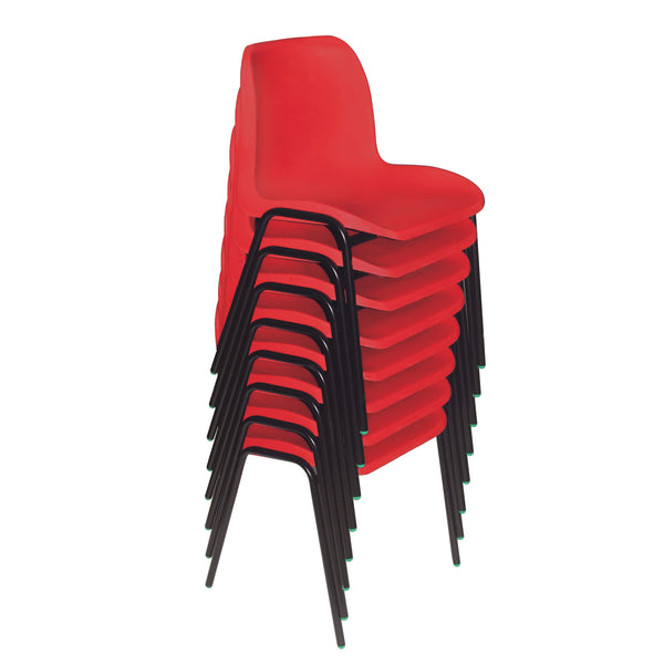 SMARTBUY, STACKING CLASSROOM CHAIRS SET, Sizemark 1 - 260mm Seat height, Red, Set of 8
