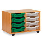 MOBILE TRAY UNITS, DOUBLE COLUMN, 8 Shallow Tray, Maple