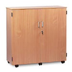 CLASSROOM STORAGE, MOBILE STOCK CUPBOARD, 1 Fixed & 2 Adjustable Shelves, 1083mm height, Maple